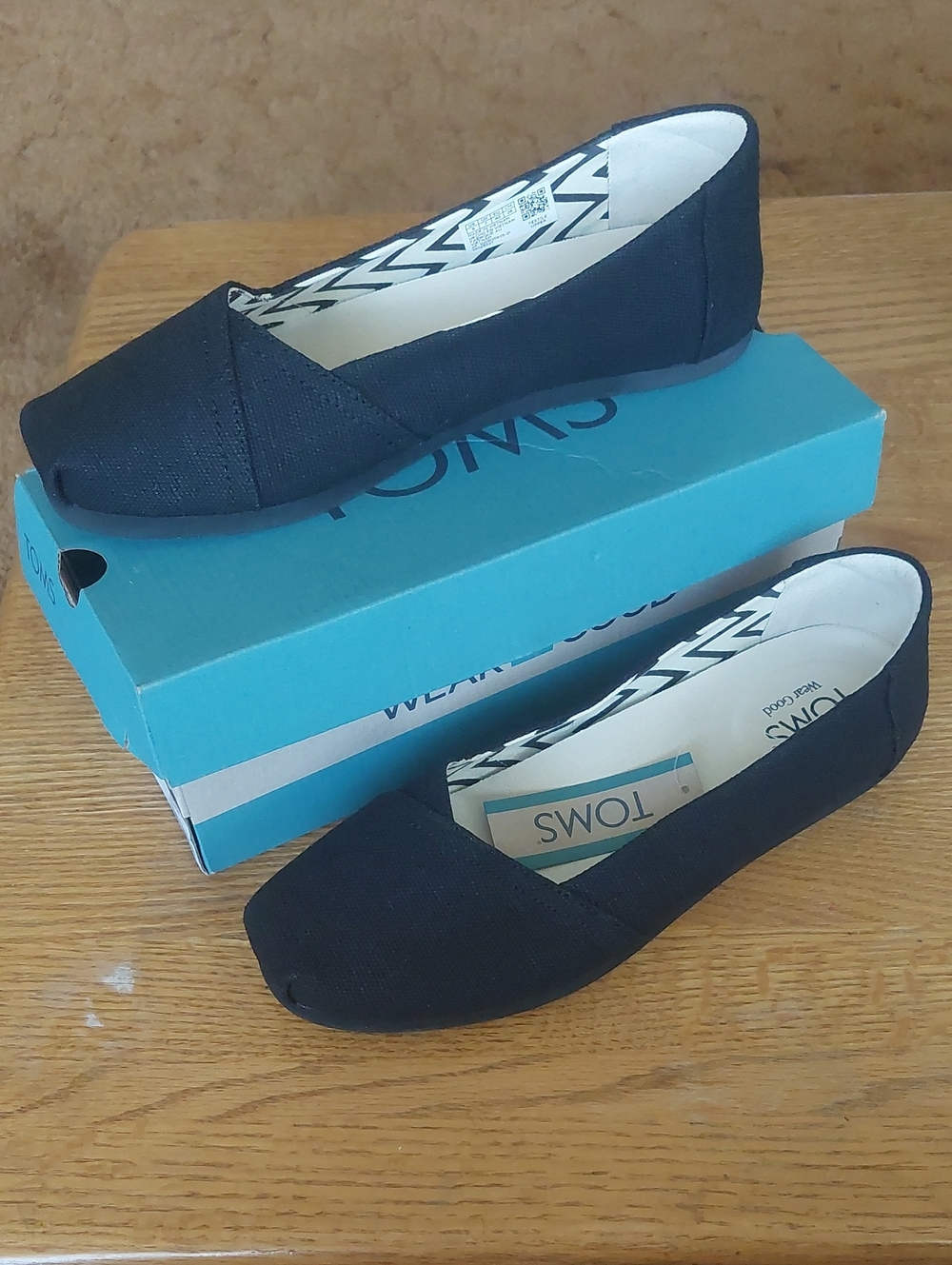 Toms Alpargata Ballet Black Canvas Slip-On Flats